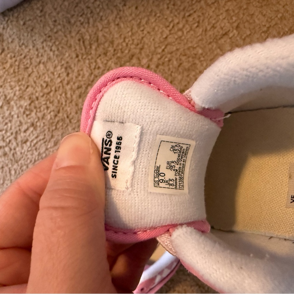 Vans Kids Pink and White Slip-On Sneakers